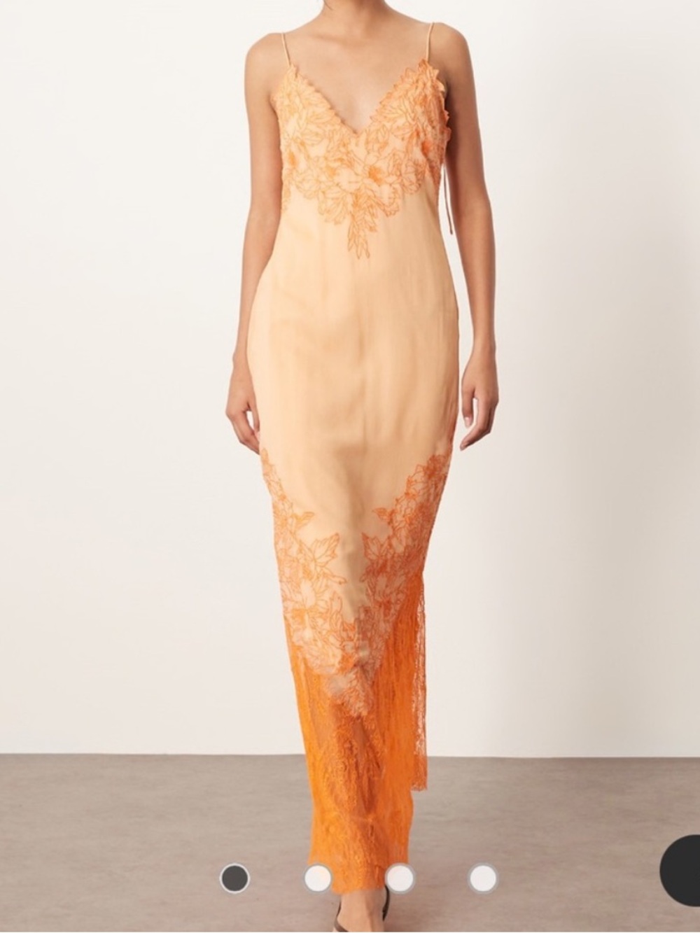ARRANGE applique embroidered lace paneled cami maxi dress in peach